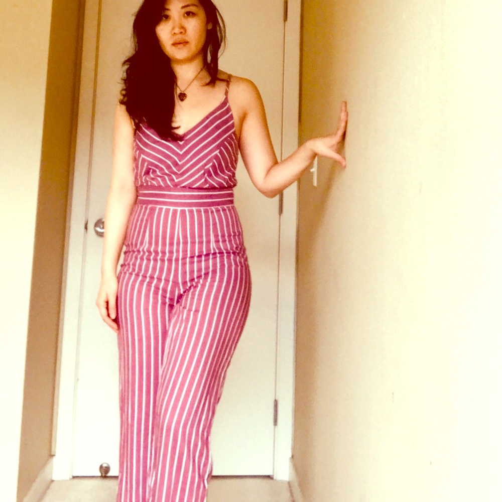 Rose Pinstriped Jumpsuit